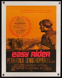 7h011 EASY RIDER linen French 23x32 R80s Peter Fonda, biker classic directed by Dennis Hopper!