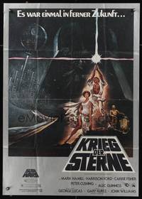 7h064 STAR WARS German 33x47 '77 George Lucas classic sci-fi epic, great art by Tom Jung!