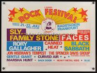 7h035 SECOND SUMMER ROCK FESTIVAL linen German '73 Sly and the Family Stone, Black Sabbath, Faces!