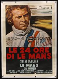7h044 LE MANS linen Italian 1p '71 different close up art of race car driver Steve McQueen!