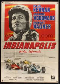 7h219 WINNING Italian 1p '69 different image of Paul Newman + Indy car racing artwork!