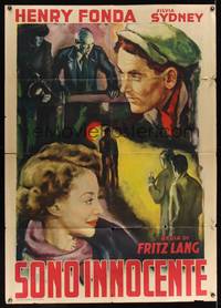 7h222 YOU ONLY LIVE ONCE Italian 1p R50s Fritz Lang, Henry Fonda, Sylvia Sidney, different art!