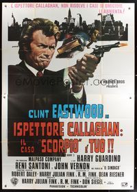 7h196 DIRTY HARRY Italian 2p R70s art of Clint Eastwood pointing gun by P. Franco, Don Siegel