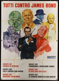 7h199 TUTTI CONTRO JAMES BOND Italian 2p 1975 art of Connery & villains by Averado Ciriello!