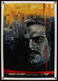 7h049 DOCTOR ZHIVAGO linen Italian 27x39 '65 art portrait Omar Sharif as Yuri by M. Piotrowski!