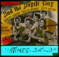 7j018 AND THE ANGELS SING glass slide '44 Fred MacMurray with Dorothy Lamour & sexy band!