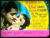 7j034 IT HAPPENED ONE NIGHT glass slide '34 Frank Capra, c/u of Clark Gable & Claudette Colbert!