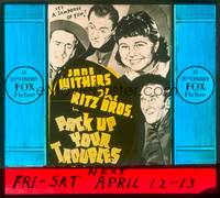 7j039 PACK UP YOUR TROUBLES glass slide '39 great art of The Ritz Brothers & Jane Withers too!