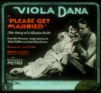 7j040 PLEASE GET MARRIED glass slide '19 sexy Viola Dana is a frustrated kissless bride!