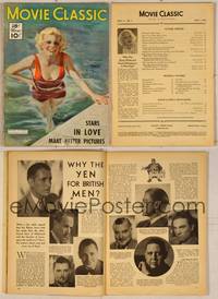 7j109 MOVIE CLASSIC magazine July 1934, art of Jean Harlow in sexy bathing suit by Marland Stone!