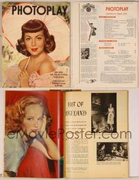 7j086 PHOTOPLAY magazine August 1947, portrait of Lana Turner holding parasol by Paul Hesse!