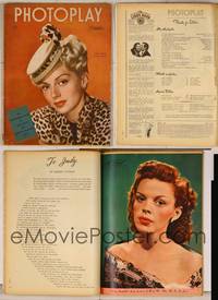 7j076 PHOTOPLAY magazine October 1944, portrait of Lana Turner in leopard outfit by Paul Hesse!
