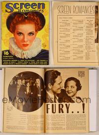 7j121 SCREEN ROMANCES magazine July 1936, art of Kate Hepburn as Mary of Scotland by Earl Christy!