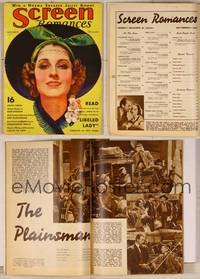 7j125 SCREEN ROMANCES magazine November 1936, art of Norma Shearer wearing wide-brimmed hat!