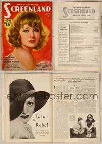 7j096 SCREENLAND magazine June 1932, art portrait of sexy Greta Garbo by A.D. Neville!