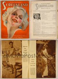 7j101 SCREENLAND magazine November 1932, best art portrait of Jean Harlow by Charles Sheldon!