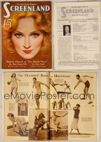 7j099 SCREENLAND magazine September 1932, Marlene Dietrich in Blonde Venus, art by Charles Sheldon