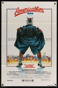 7k031 AMERICATHON 1sh '79 Meat Loaf, great wacky artwork of Uncle Sam by Robert Grossman!