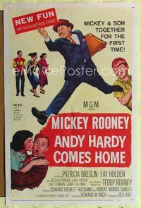 7k035 ANDY HARDY COMES HOME 1sh '58 Mickey Rooney & his son Teddy together for the first time!