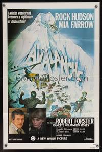 7k049 AVALANCHE 1sh '78 Roger Corman, Rock Hudson & Mia Farrow, wild mountain art!