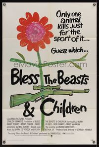 7k075 BLESS THE BEASTS & CHILDREN 1sh '71 Stanley Kramer, only one animal kills for sport!