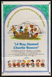 7k095 BOY NAMED CHARLIE BROWN 1sh '70 baseball art of Snoopy & the Peanuts by Charles M. Schulz!