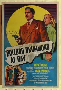 7k110 BULLDOG DRUMMOND AT BAY 1sh '47 Anita Louise, introducing Ron Randell in the title role!