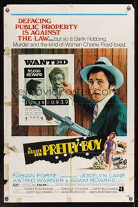 7k111 BULLET FOR PRETTY BOY 1sh '70 AIP noir, Fabian as Floyd w/tommy gun & wanted poster!