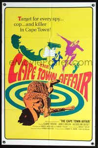 7k122 CAPE TOWN AFFAIR 1sh '67 Claire Trevor, James Brolin, cool psychedelic art & design!