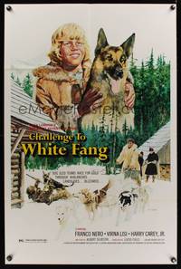 7k129 CHALLENGE TO WHITE FANG 1sh '75 Lucio Fulci, cool art of German Shepherd & sled dogs!