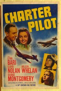 7k133 CHARTER PILOT 1sh '40 great image of Lynn Bary, Lloyd Nolan & top stars + cool airplanes!