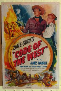 7k140 CODE OF THE WEST style A 1sh '47 Zane Grey, James Warren, Raymond Burr!