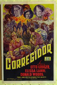 7k143 CORREGIDOR 1sh '43 Edgar Ulmer, Otto Kruger, wild WWII action art!