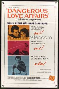 7k154 DANGEROUS LOVE AFFAIRS 1sh '62 Les Liaisons Dangereuses, Jeanne Moreau, Annette Vadim!