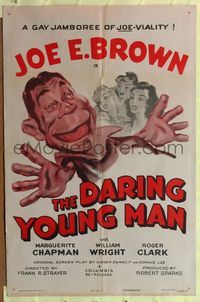 7k155 DARING YOUNG MAN 1sh R47 great artwork of big mouth Joe E. Brown with three sexy girls!