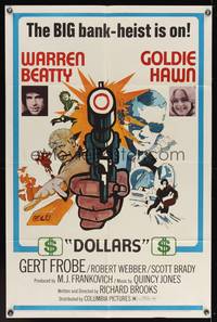 7k002 $ style D 1sh '71 great art of bank robbers Warren Beatty & Goldie Hawn!
