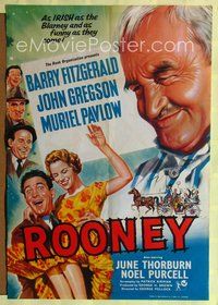 7k620 ROONEY English 1sh '58 Barry Fitzgerald, as Irish as the Blarney and as funny as they come!