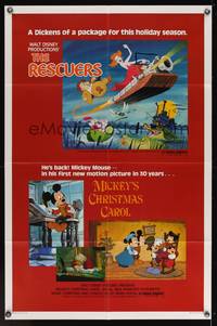 7k601 RESCUERS/MICKEY'S CHRISTMAS CAROL 1sh '83 Disney package for the holiday season!