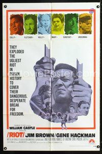 7k610 RIOT int'l 1sh '69 Jim Brown & Gene Hackman escape from jail, ugliest prison riot in history!