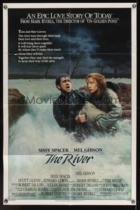 7k612 RIVER 1sh '84 Mark Rydell directed, Mel Gibson, Sissy Spacek, Gehm art!