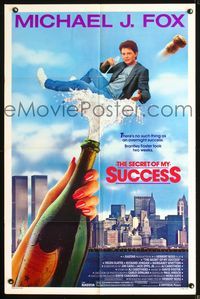 7k636 SECRET OF MY SUCCESS 1sh '87 Michael J. Fox & huge bottle of champagne!