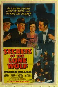 7k639 SECRETS OF THE LONE WOLF 1sh '41 Warren William gives lessons in larceny to his cop pupils!