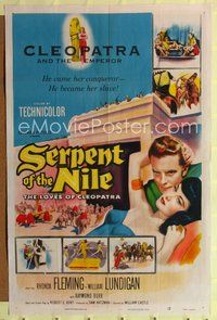 7k641 SERPENT OF THE NILE 1sh '53 sexiest Rhonda Fleming as Egyptian Queen Cleopatra, Lundigan