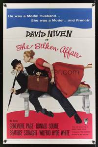 7k658 SILKEN AFFAIR 1sh '56 David Niven is a model husband, sexy Genevieve Page is a French model!