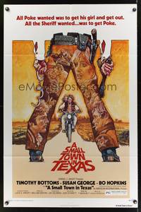 7k680 SMALL TOWN IN TEXAS 1sh '76 cool art of Timothy Bottoms & Susan George by Drew Struzan!