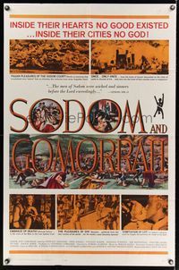 7k683 SODOM & GOMORRAH 1sh '63 Robert Aldrich, Pier Angeli, wild art of sinful cities!