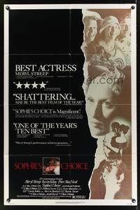 7k689 SOPHIE'S CHOICE 1sh '82 Alan J. Pakula directed, Meryl Streep, Kevin Kline, Peter MacNicol