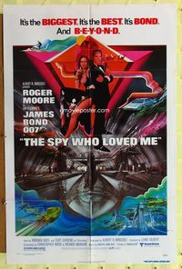 7k698 SPY WHO LOVED ME 1sh '77 great art of Roger Moore as James Bond 007 by Bob Peak!