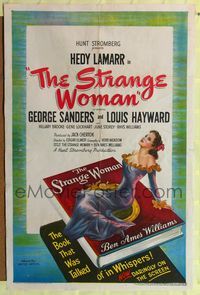 7k721 STRANGE WOMAN 1sh '46 Hedy Lamarr in the book by Ben Ames Williams that was whispered about!