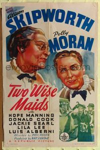 7k809 TWO WISE MAIDS 1sh '37 close up artwork of Alison Skipworth & Polly Moran!